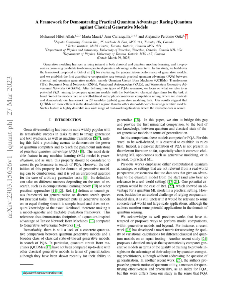 Quantum vs Classical Generative Models | PDF | Quantum Computing ...