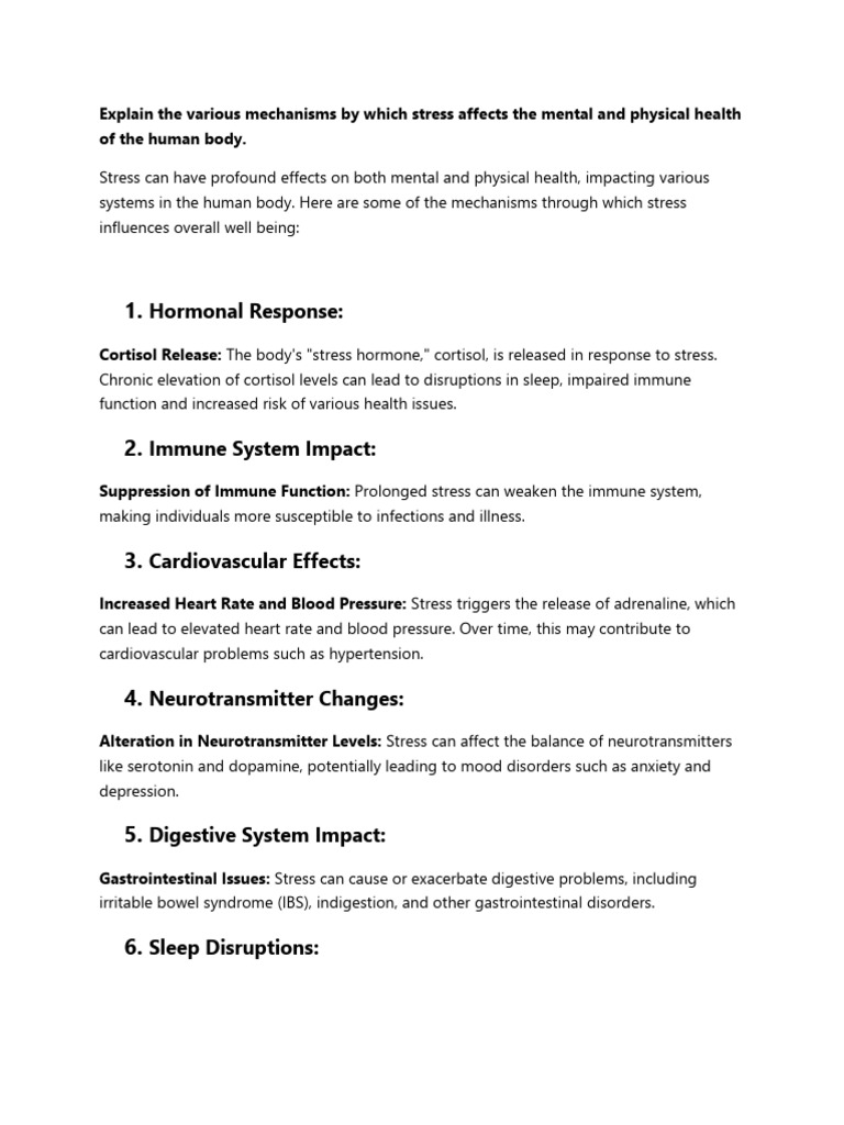 Curated visual reference: Visual Reference: How Stress Affects Health Mechanisms Pdf Stress Biology