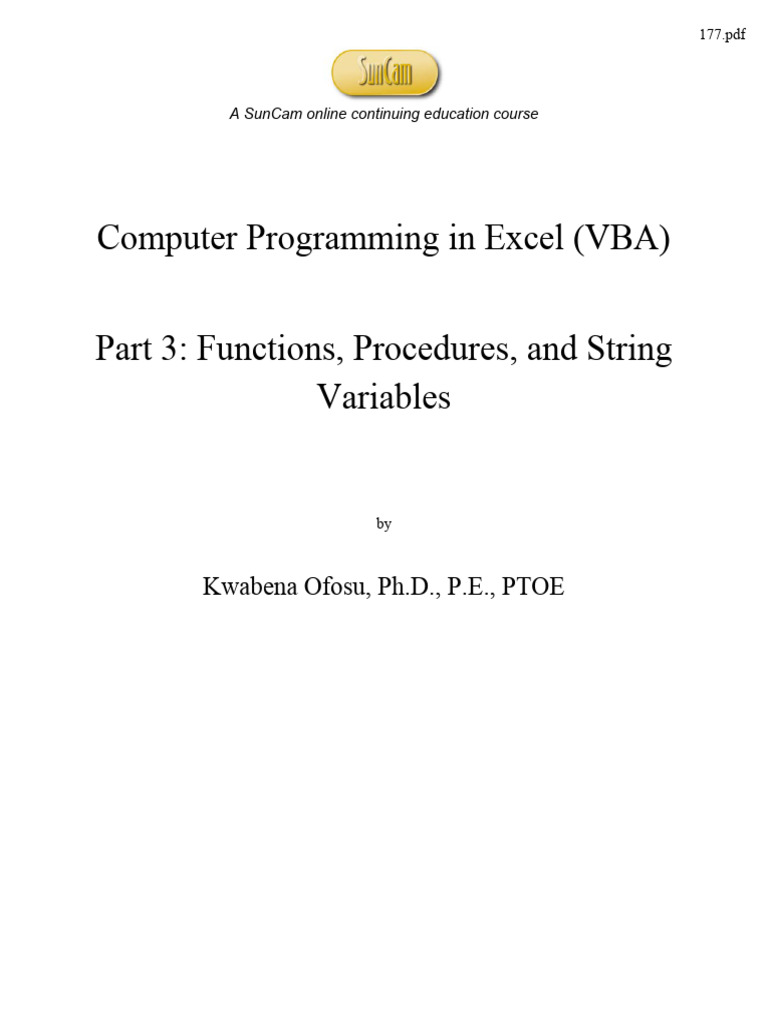 177 | PDF | Visual Basic For Applications | Parameter (Computer ...
