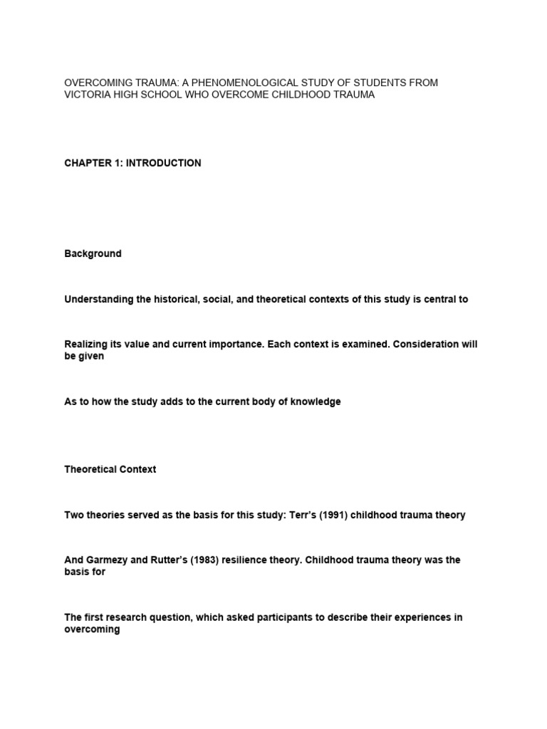 Trauma Recovery in High School Students | PDF | Psychological ...