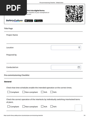Pre-commissioning Checklist - SafetyCulture