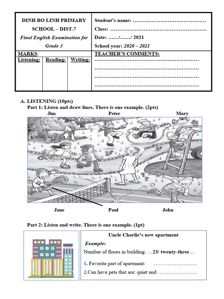 Grade 3 Final English Exam 2021 | PDF | Language Arts & Discipline ...
