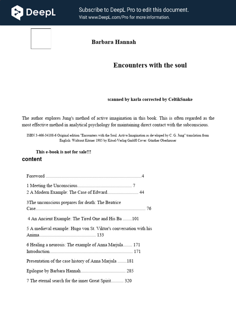 Encounters With The Soul Active Imagination As Developed By Barbara