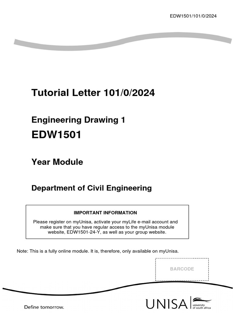 Tutorial letter 101 0 2024 engineering drawing 1 pdf drawing