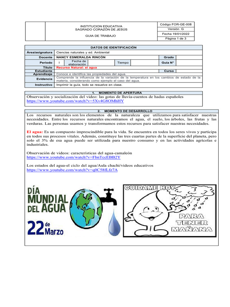 Actividades Sobre El Agua | PDF | Agua | Ciencias de la Tierra