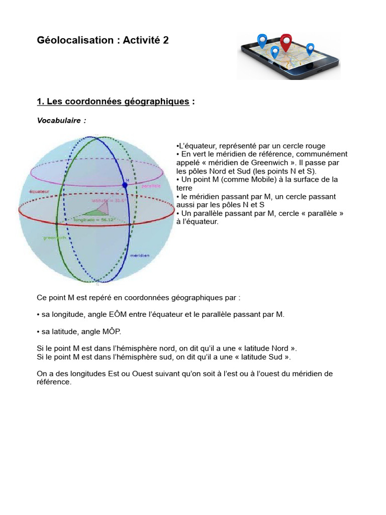 Conversion des Coordonnées GPS PDF Sousunités du degré — free download