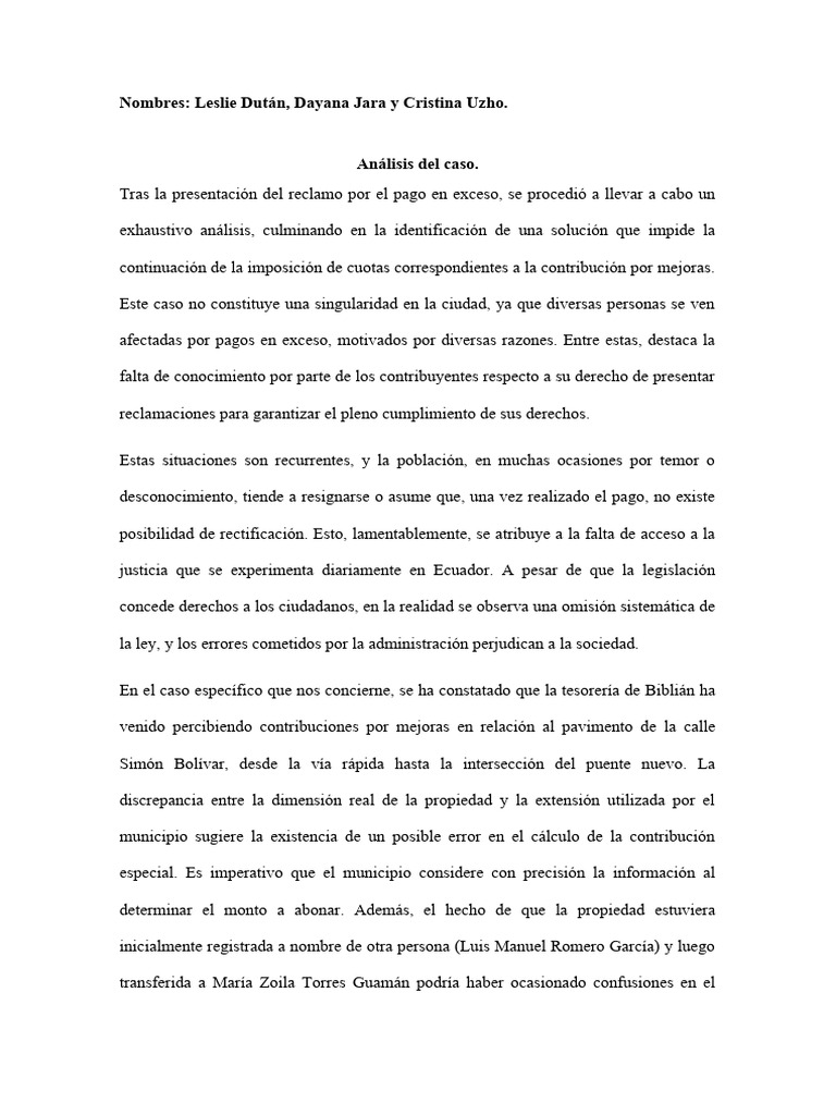 Reclamo por Pago en Exceso en Biblián | PDF | Estatuto de limitaciones ...