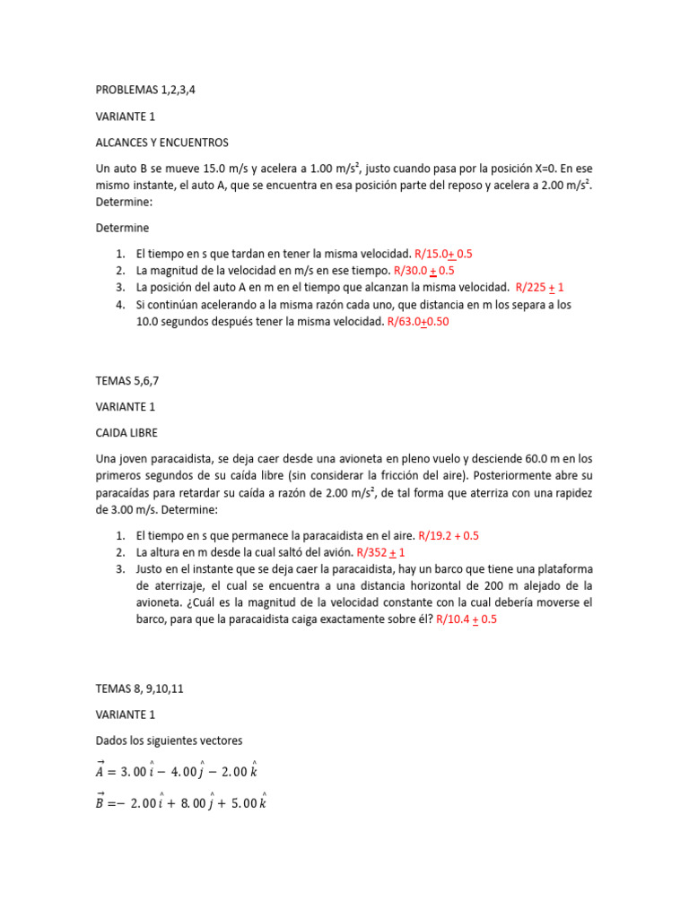 Primer Parcial Repaso | PDF | Mecánica | Movimiento (física)