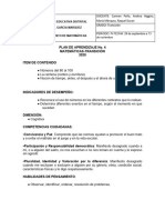 PLAN DE APRENDIZAJE No 4 Matemáticas Preescolar