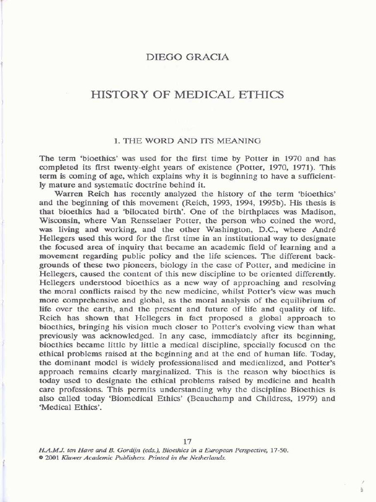 Gracia-History of Medical Ethics | PDF