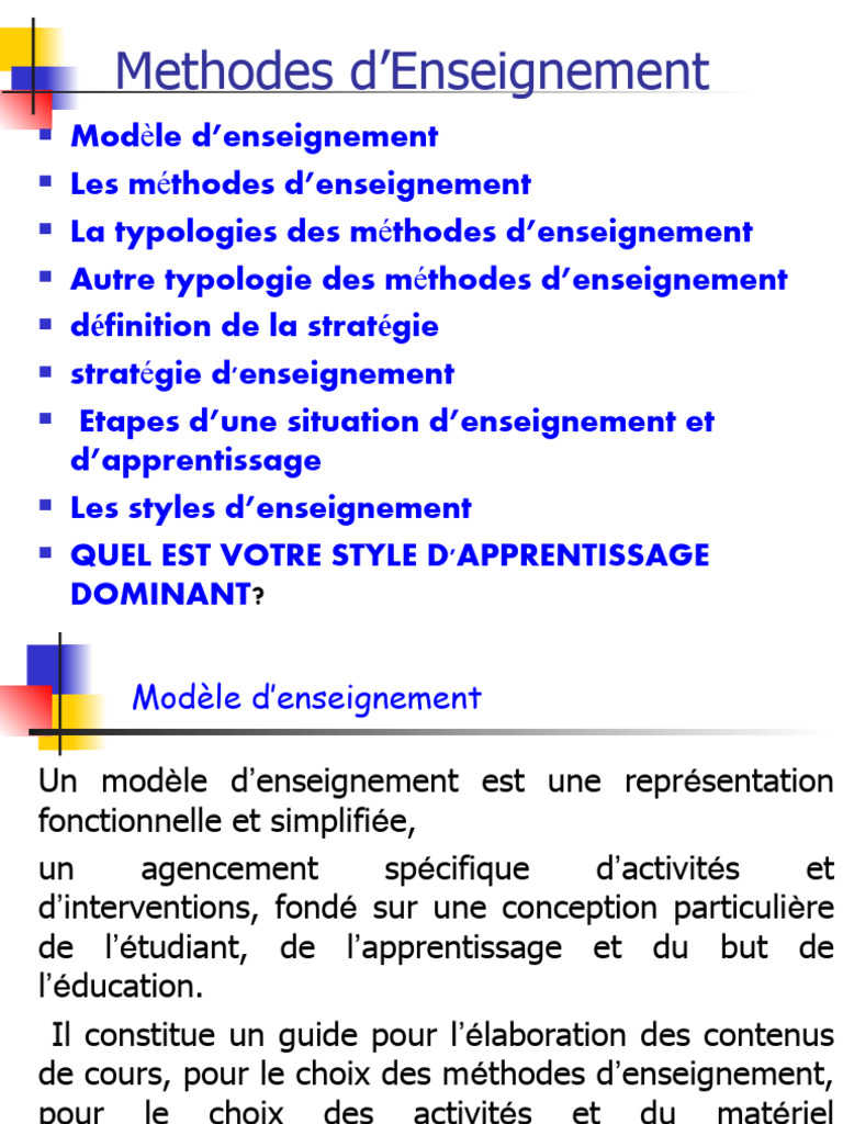 Méthodes et Modèles d'Enseignement | PDF | Enseignement | Apprentissage
