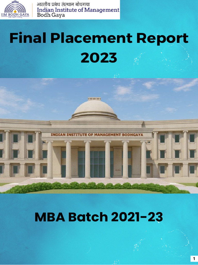 Iim Bodhgaya Final Placement Report Mba 2021 23 Pdf