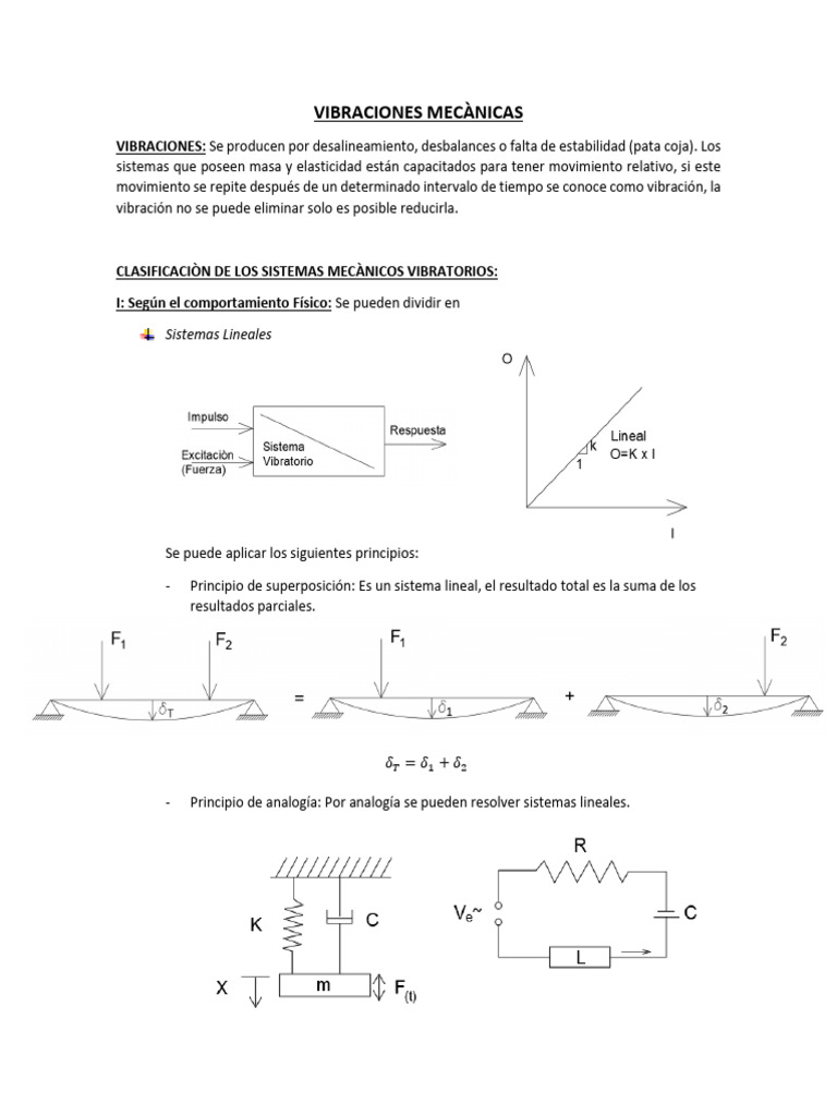 Clasificación de Vibraciones Mecánicas | PDF | Masa | Ingeniería mecánica