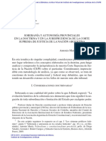 SOBERANÍA Y AUTONOMÍA PROVINCIALES. Antonio Hernandez