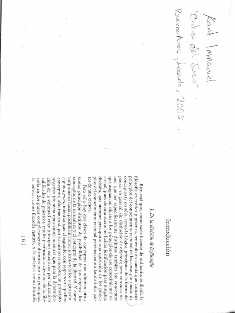 Kant Division De La Filosofia Pdf