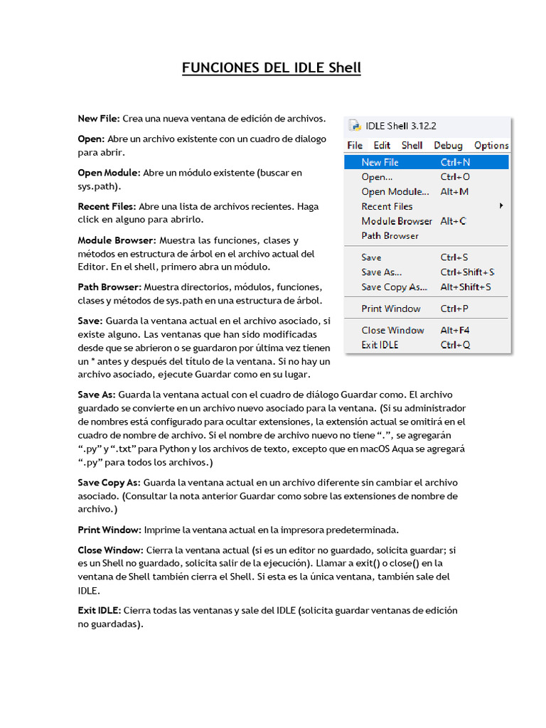 Funciones Del Idle Shell | PDF | Ventana (informática) | Python ...
