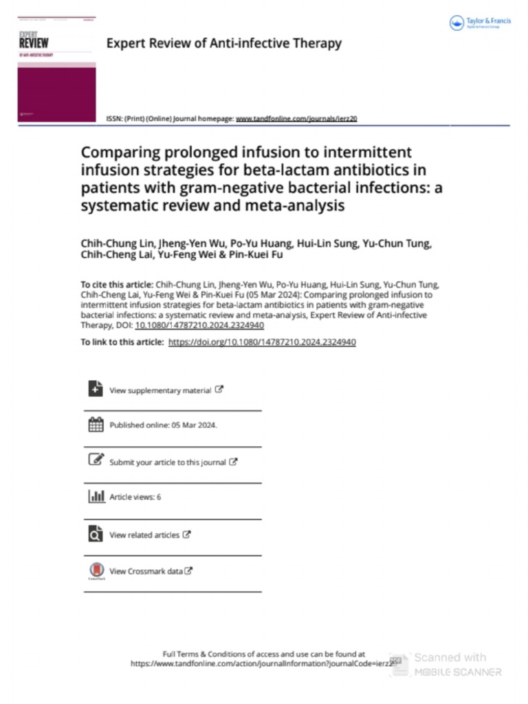 Comparing Prolonged Infusion To Intermittent Infusion Strategies PDF | PDF