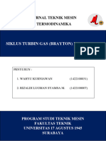 Siklus Turbin Gas (Brayton) Di Industri: Jurnal Teknik Mesin Termodinamika