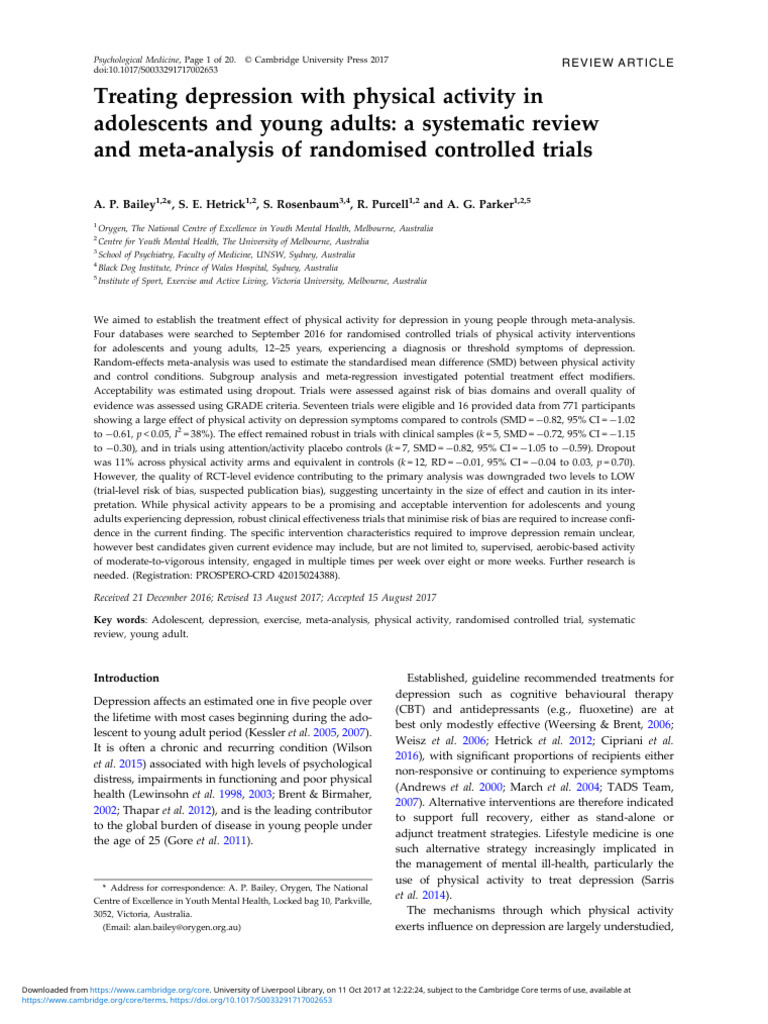 S0033291717002653jrv 1..20 | PDF | Major Depressive Disorder | Meta ...