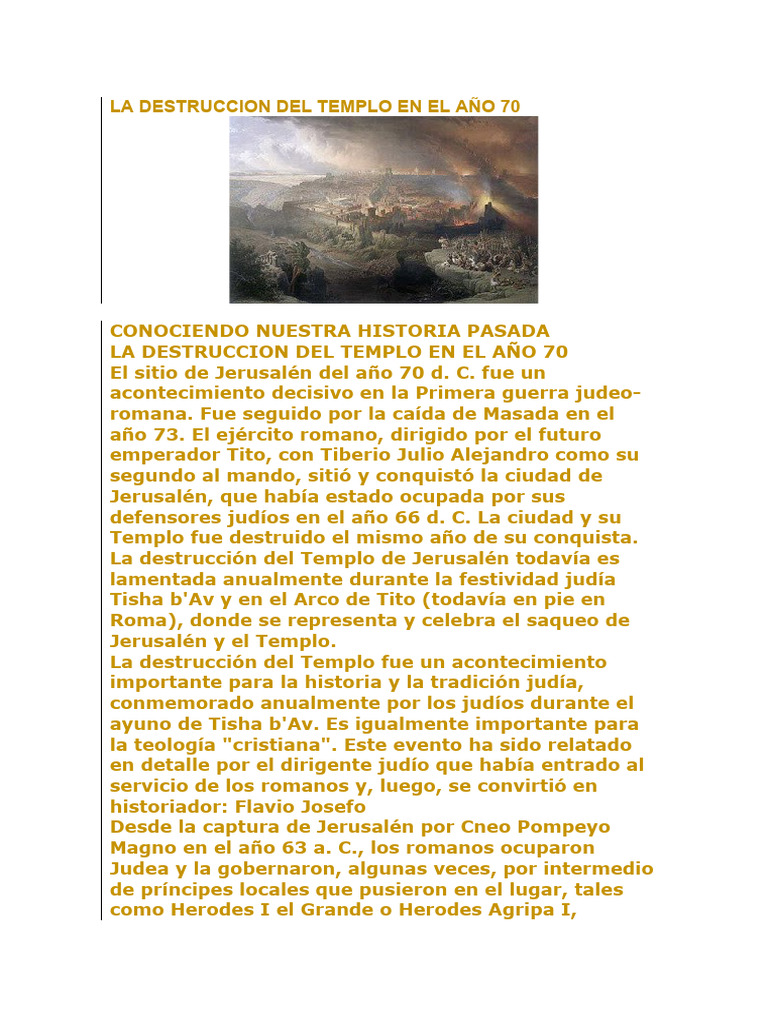 La Destruccion Del Templo en El Año 70 | PDF | Roma antigua