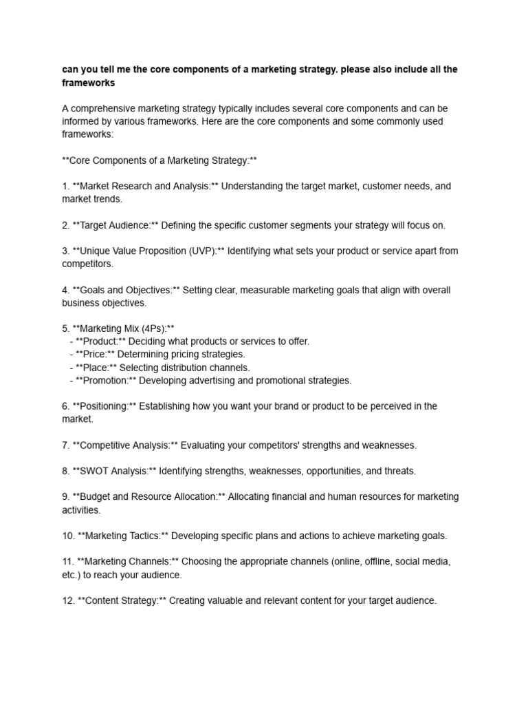 Core Components of Marketing Strategy | PDF | Marketing | Target Audience