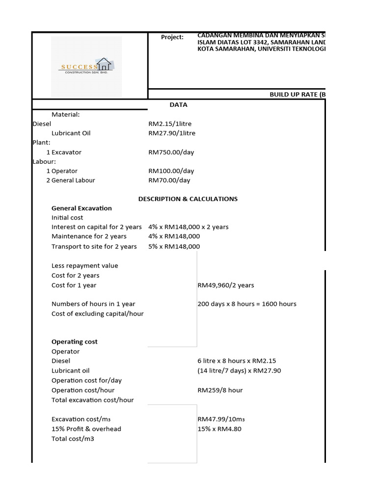 Build Up Rate for Construction Works | PDF | Building Engineering ...