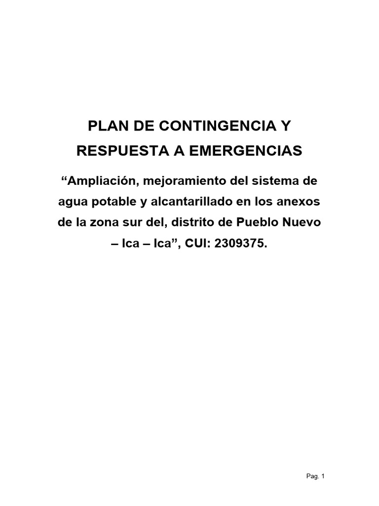 Plan de Contingencia para Emergencias | PDF | Hospital | Primeros auxilios