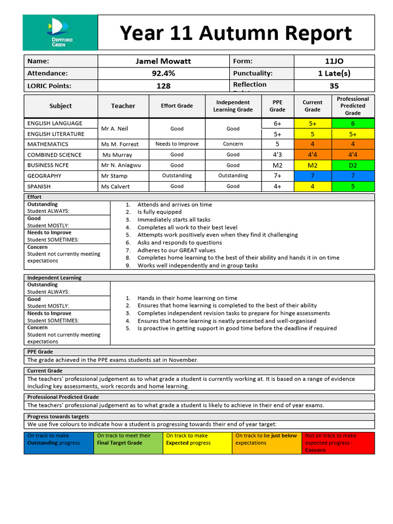 Mowatt-Jamel-963718-Year 11 Student Report Aut PPE1 2324 | PDF ...