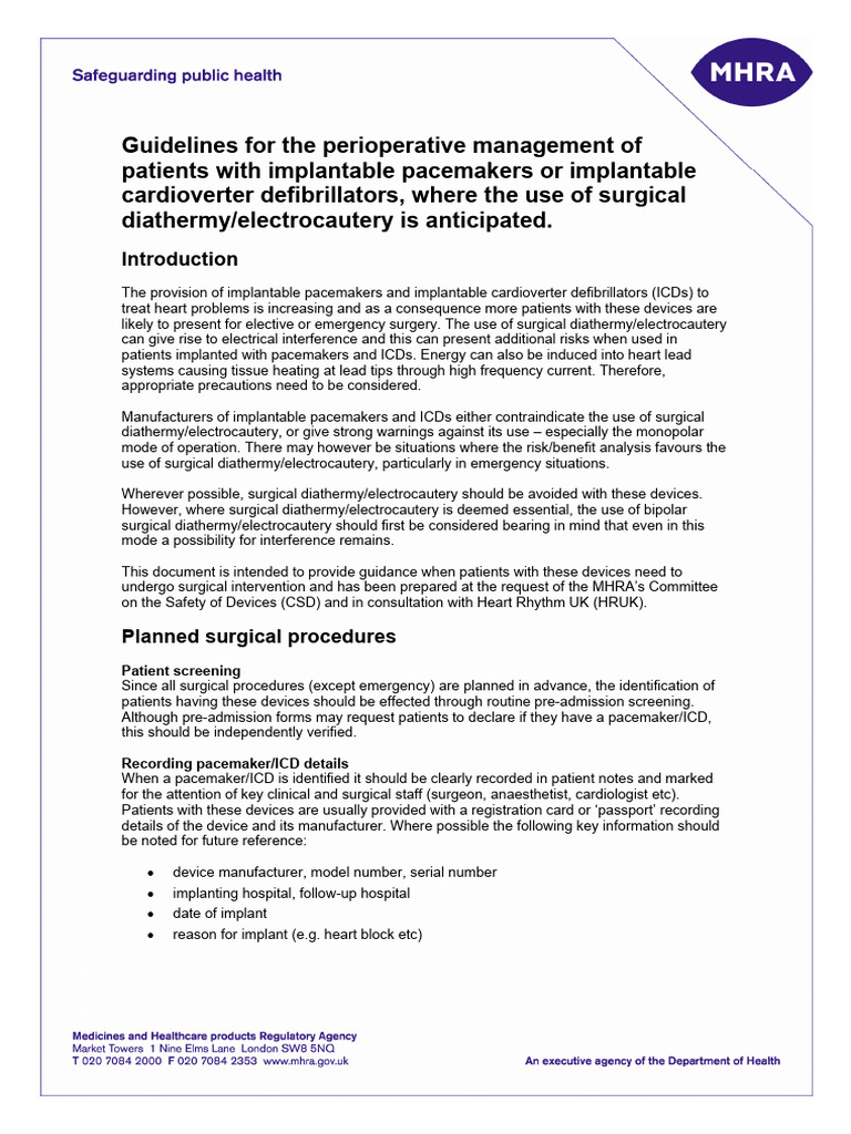 Diathermy PacemakersICDs PDF Artificial Cardiac Pacemaker
