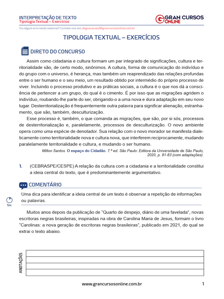 Exercícios de Tipologia Textual | PDF | Mercado (economia) | Brasil