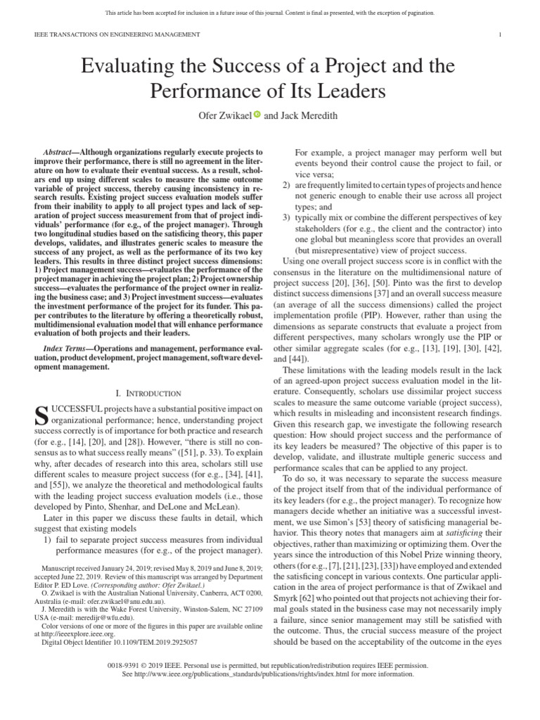 Evaluating the success of a project pdf evaluation validity