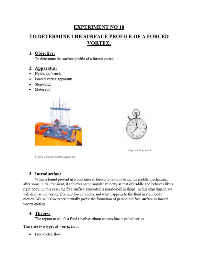 Experiment No 10 | PDF | Vortices | Force