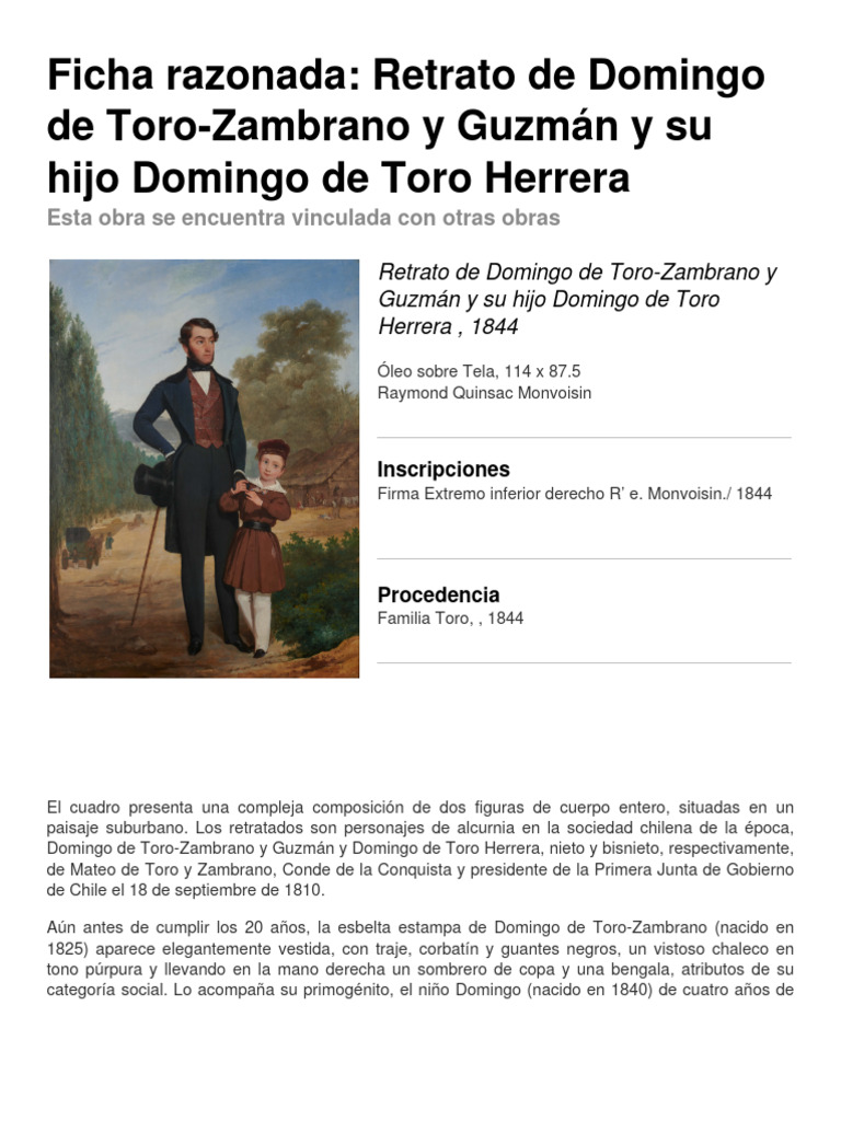 Ficha Retrato de Domingo de ToroZambrano y Guzmán y Su Hijo Domingo de