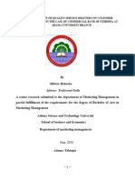 Assessment of Quality Service Delivery On Customer Satisfaction in The Case of Commercial Bank of Ethiopia at Adama University Branch