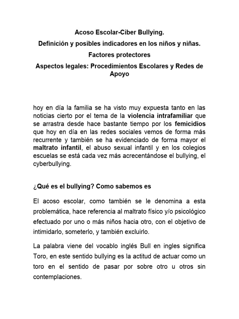 Guía sobre Acoso Escolar y Ciberbullying | PDF | Educación de la ...