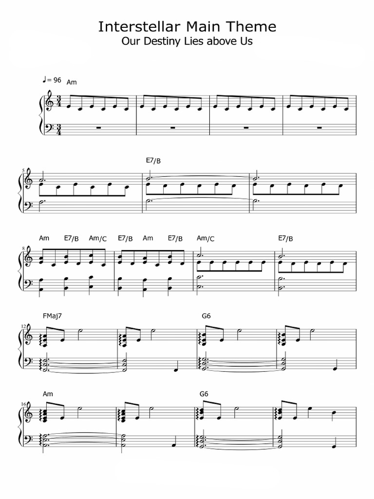Interstellar main theme pdf