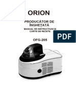Ghidul Utilizatorului Și Cartea de Rețete Orion Maker Ice Cream Ofg-205