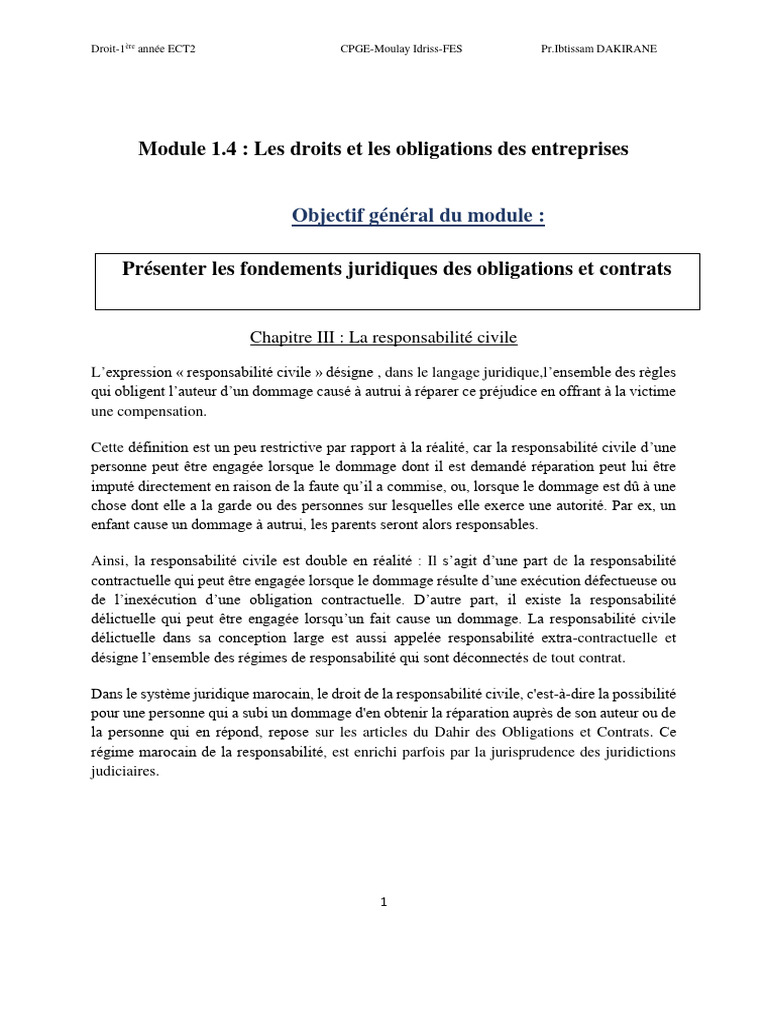 Fondements de la responsabilité civile | PDF | Loi criminelle | Débiteur