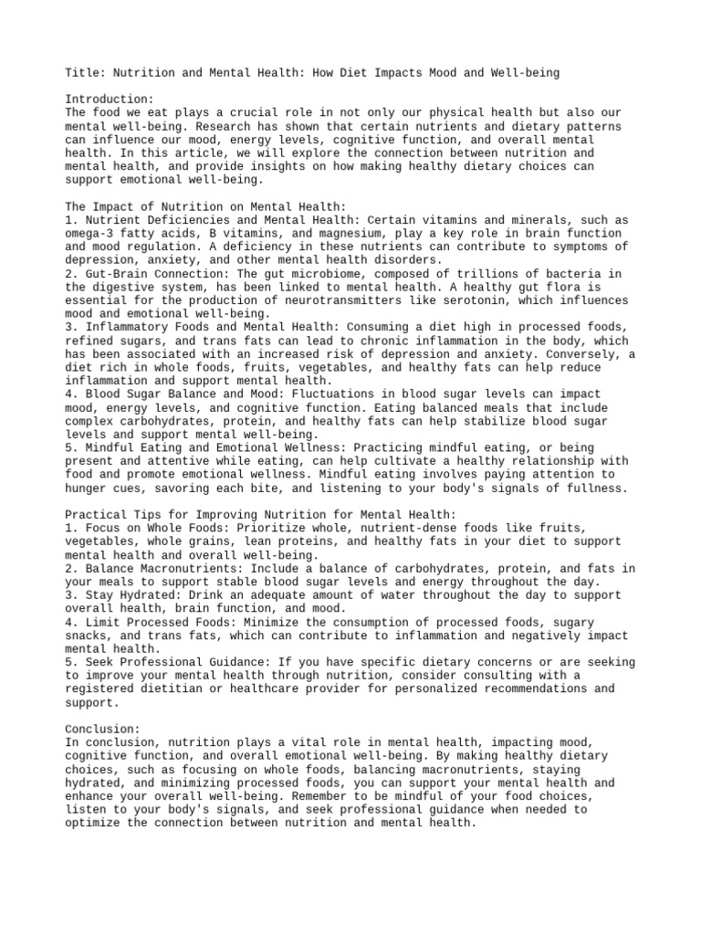 Nutrition and mental health pdf diet nutrition diet nutrition