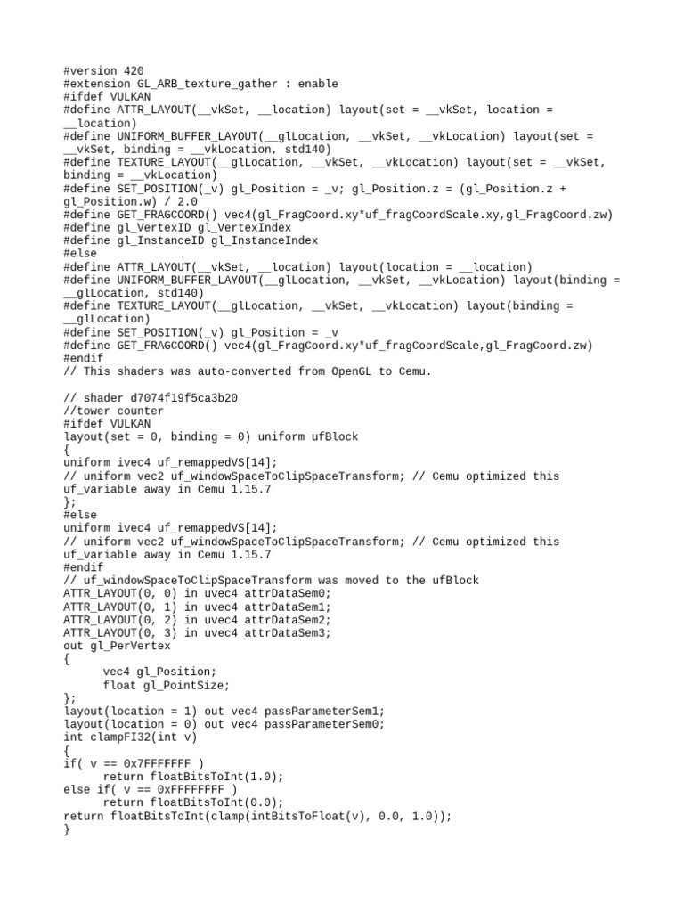 Vulkan Shader Code for Cemu | PDF | Interactivity | Microcomputer Software