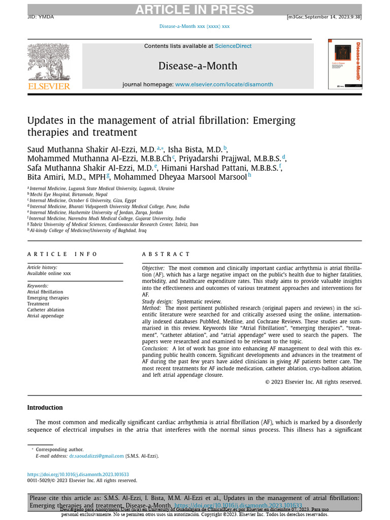 Updates in The Management of Atrial Fibrillation | PDF | Blood Pressure ...