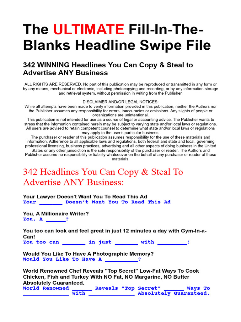 Ultimate Headline Swipe File | PDF