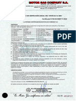 Certificado de Inspección Anual Del Vehículo A GNV Certificado N°SD-05-0050717-2022