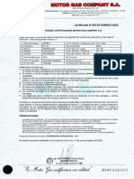 Certificado N°SD-05-0048403-2023: La Entidad Certificadora Motor Gas Company S.A. Certifica