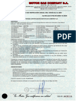 Certificado de Inspección Anual Del Vehículo A GNV Certificado N°SD-05-0026110-2023