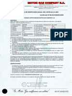 Certificado de Inspección Anual Del Vehículo A GNV Certificado N°SD-05-0042035-2023