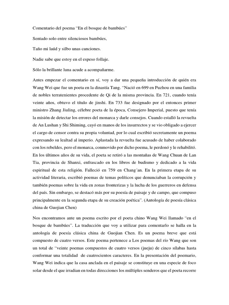 Análisis del poema "En el bosque de bambúes" | PDF | Poesía