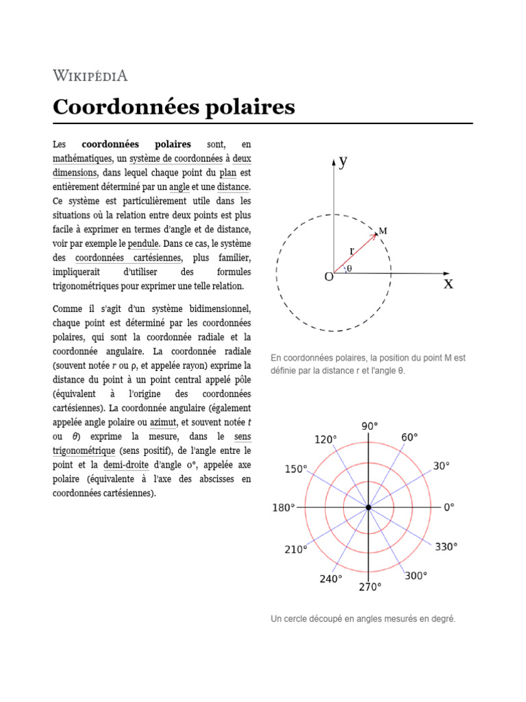 Introduction aux coordonnées polaires | PDF | Géométrie analytique ...