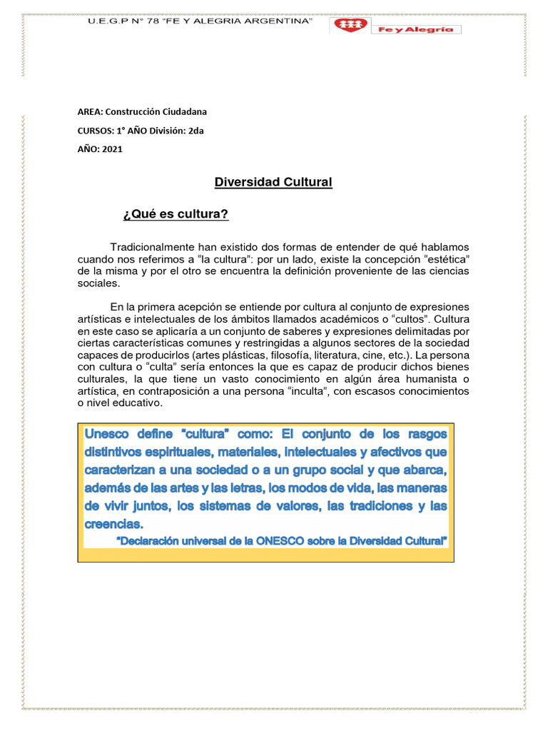 Diversidad Cultural y su Importancia | PDF | Derechos humanos | Sociedad