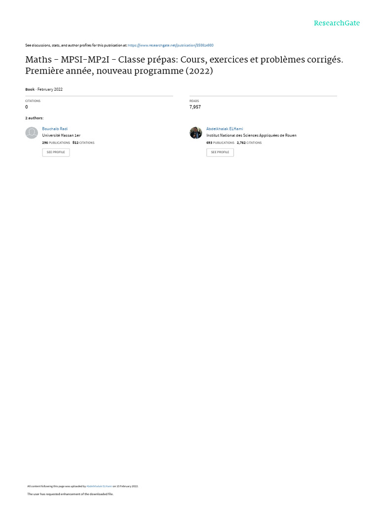 Cours et exercices de maths MPSI-MP2I | PDF | Espace vectoriel ...